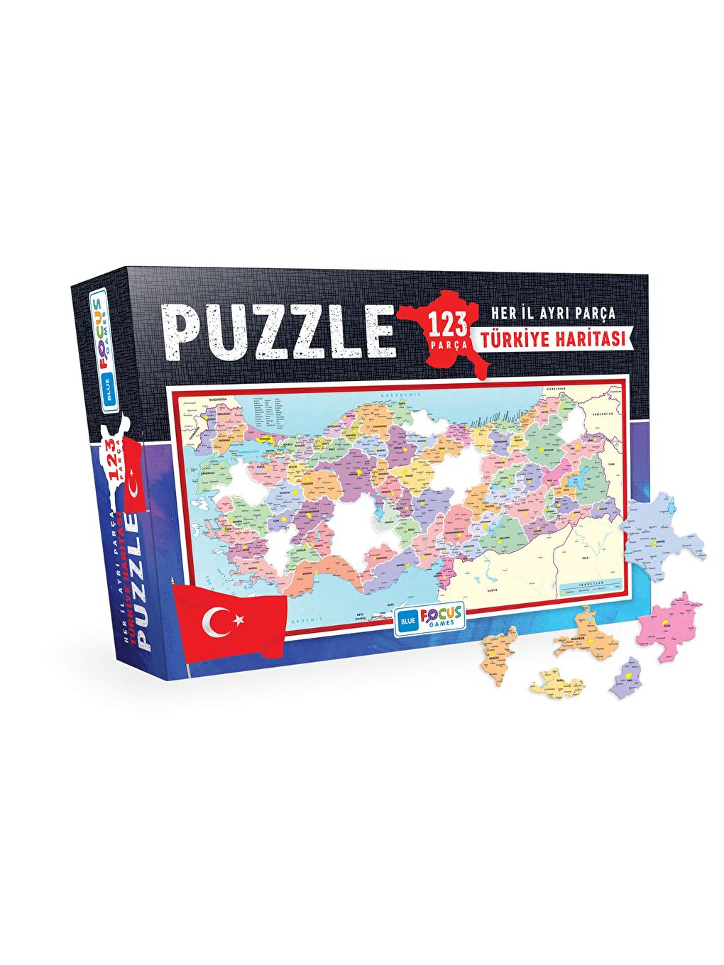 Blue Focus Karışık 123 Parça Puzzle - Türkiye Haritası Kutulu Puzzle - 1