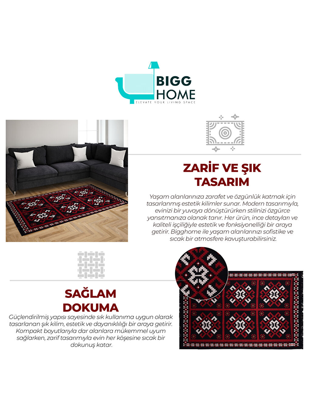 Karışık Kilim Makinede Yıkanabilir Etnik Desenli 120x180 cm-1