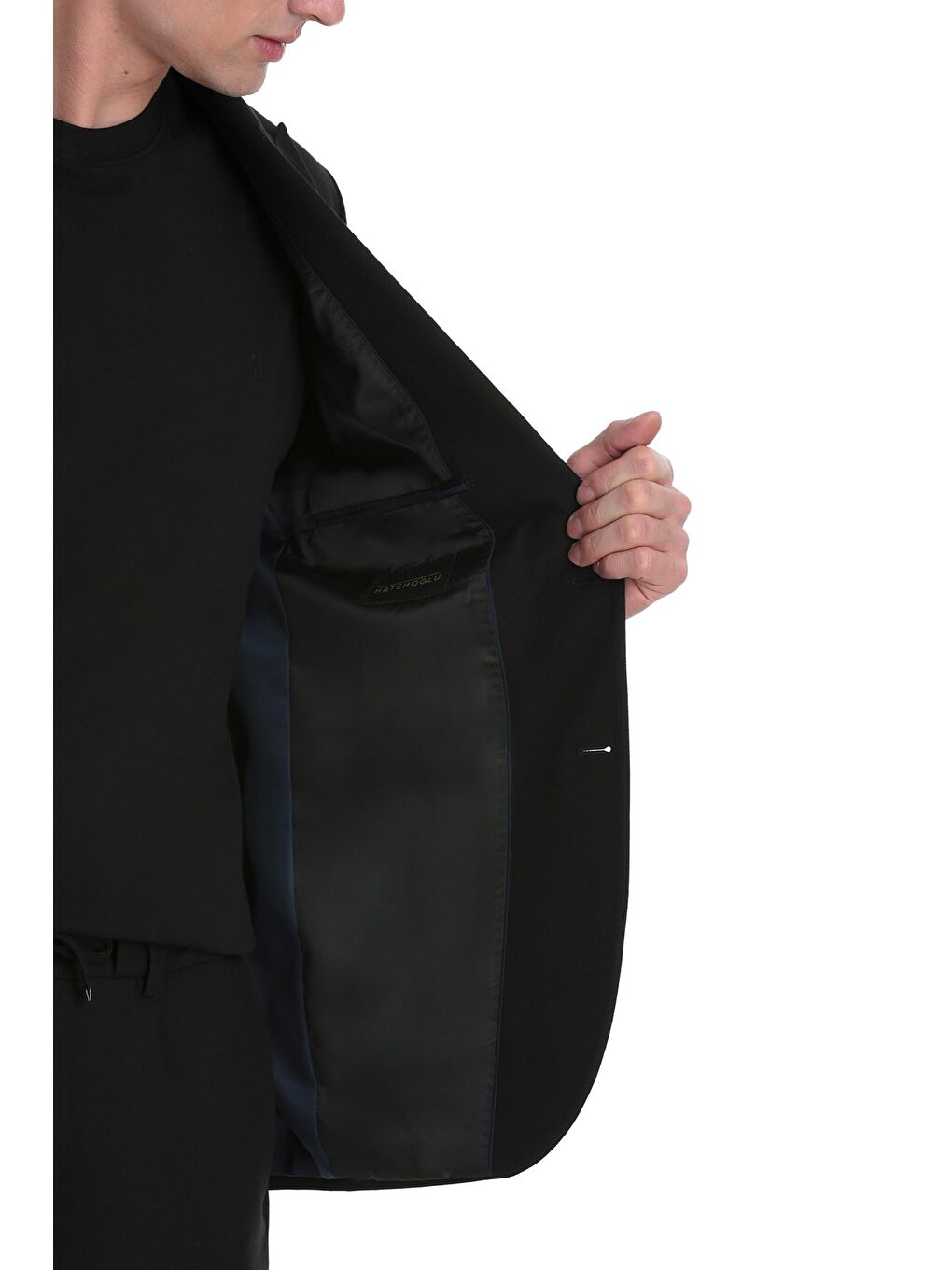 Siyah Slim Fit Sivri Yaka Klasik Takım Elbise-3