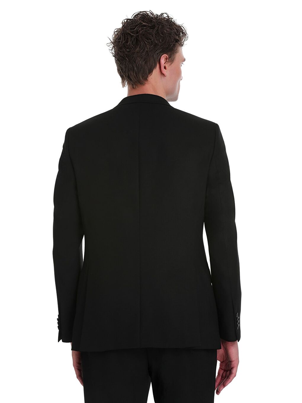 Siyah Slim Fit Sivri Yaka Klasik Takım Elbise-4