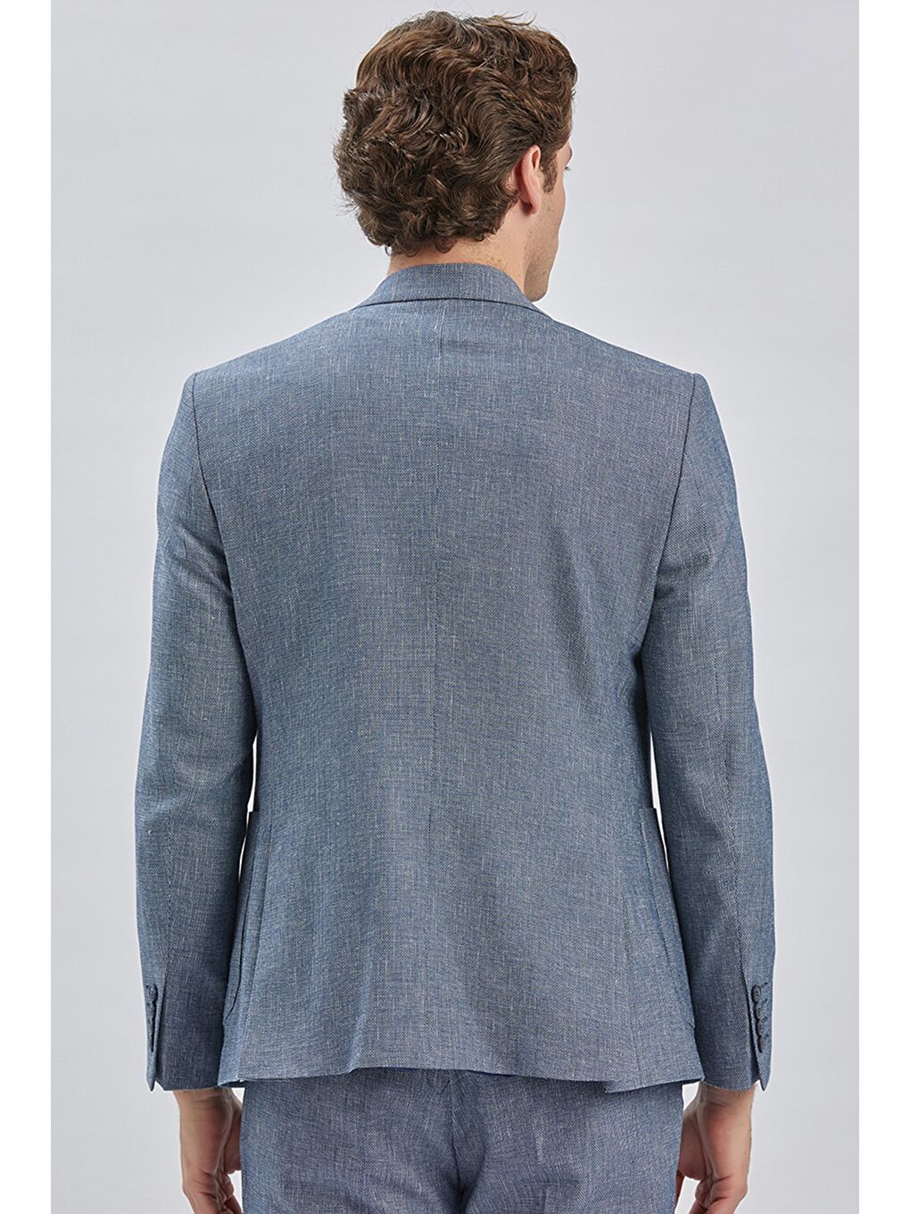 Koyu Lacivert Kırlangıç Yaka Pamuklu Keten 6 Drop Slim Fit Dar Kesim Klasik Takım Elbise 1001240103-7