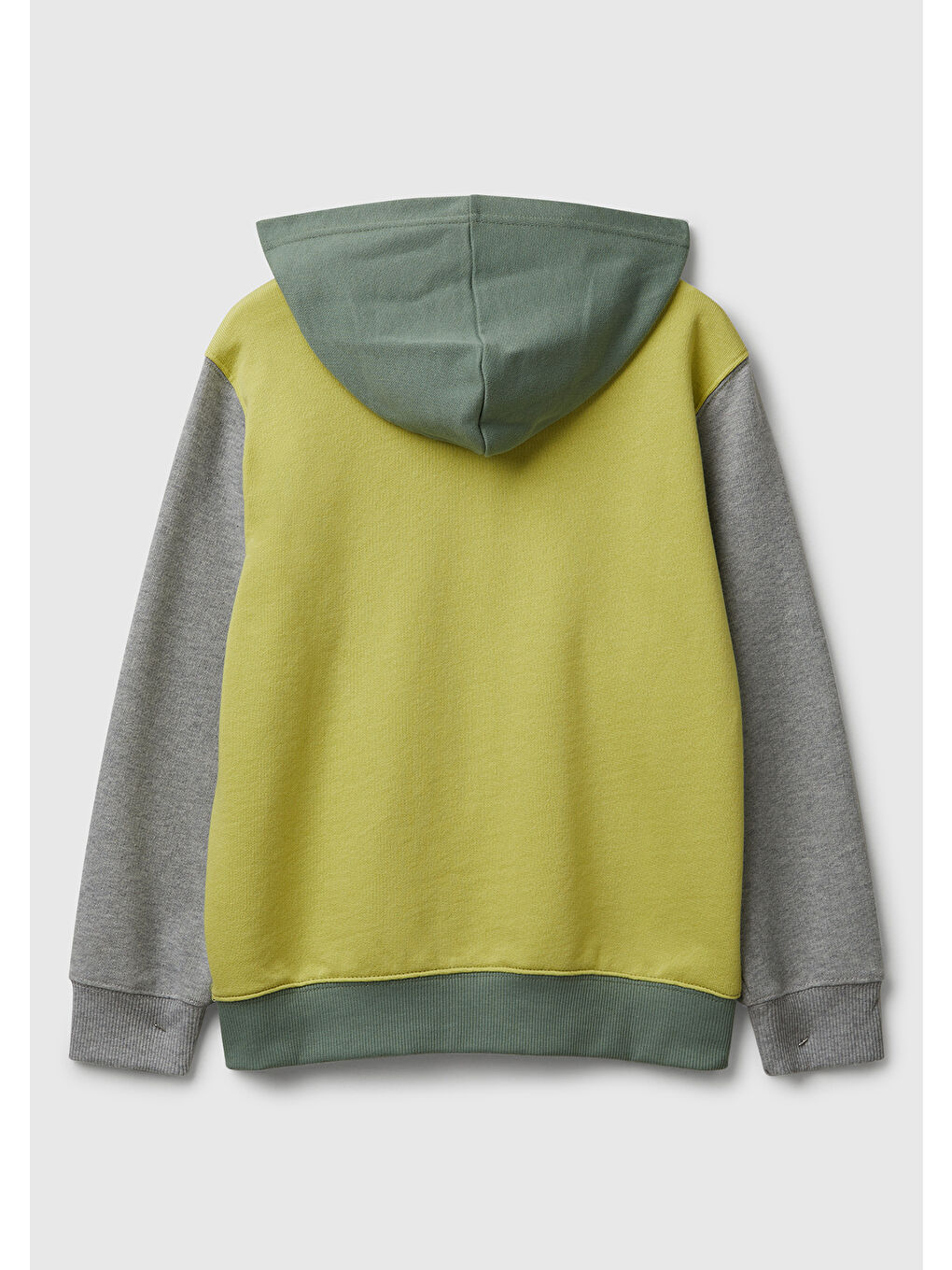 Erkek Çocuk Sarı-Gri Önü Logo Detaylı Fermuarlı Kapüşonlu Sweatshirt-1