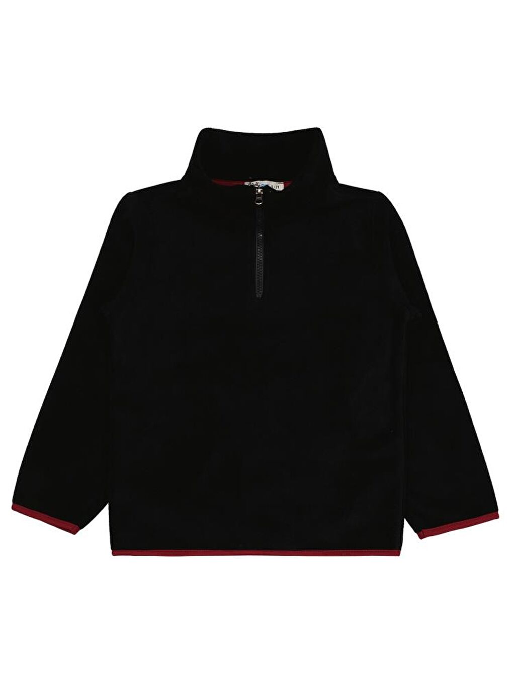 Siyah Boys Fermuarlı Armalı Polar 6-9 Yaş Sweatshirt-1