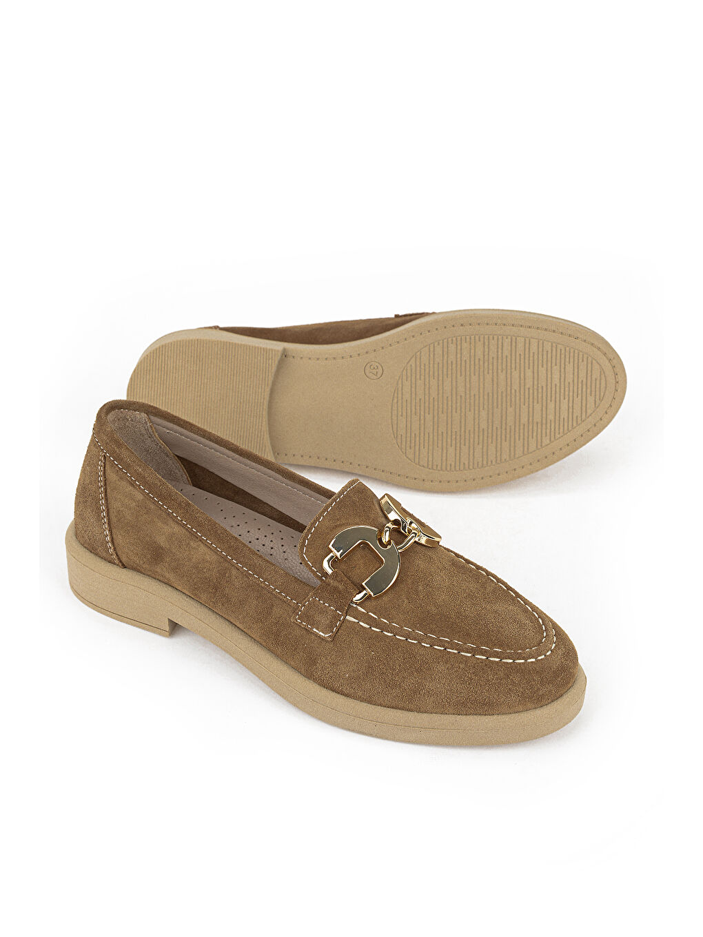 Bej Kadın Hakiki Deri Loafer Ayakkabı 161359Z706 Caramel-3