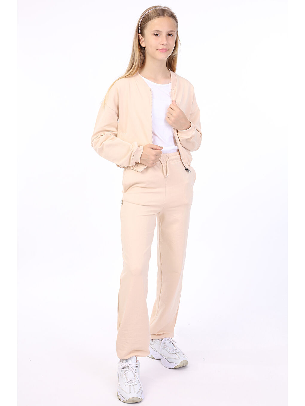Bej Kız Çocuk Eşofman Takım-1
