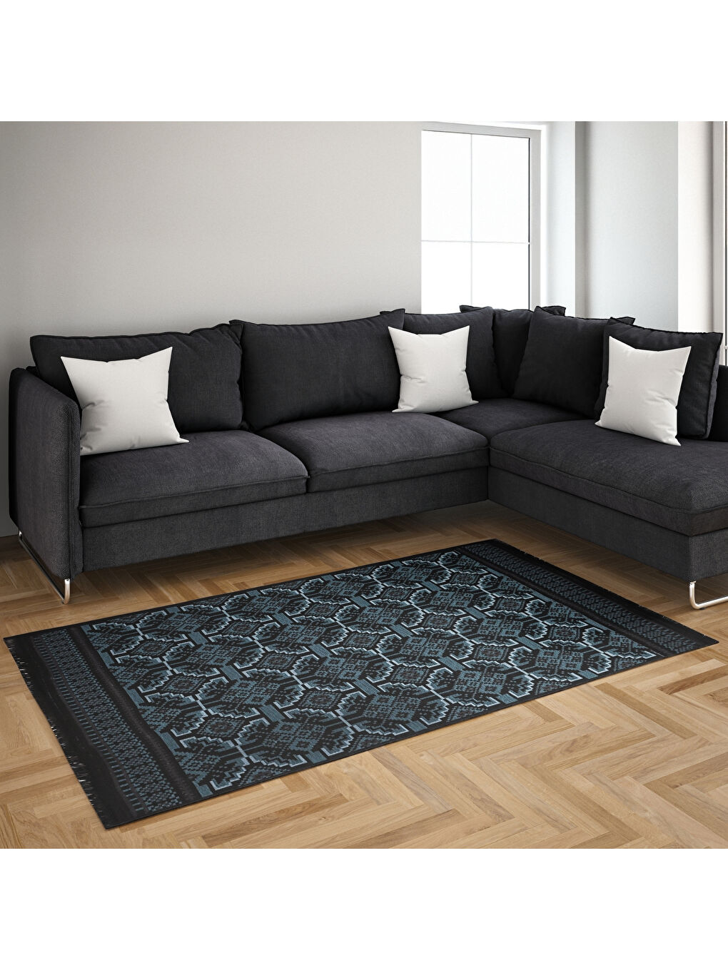 Karışık Kilim Makinede Yıkanabilir Etnik Desenli 120x180 cm-1