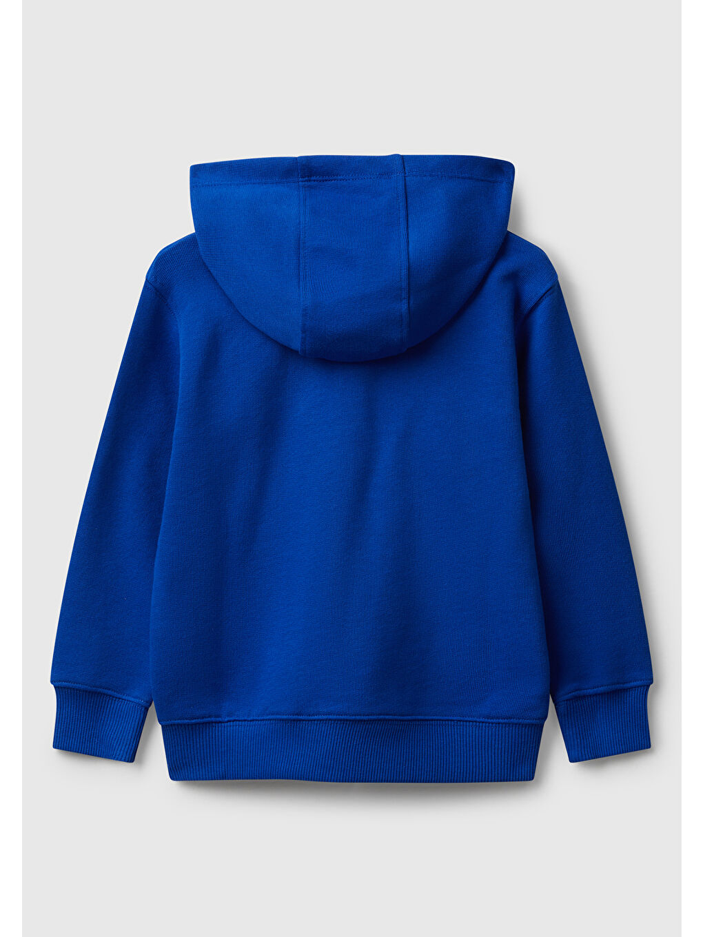 Erkek Çocuk Saks Mavisi Önü Logo Baskılı Fermuarlı Kapüşonlu Sweatshirt-1