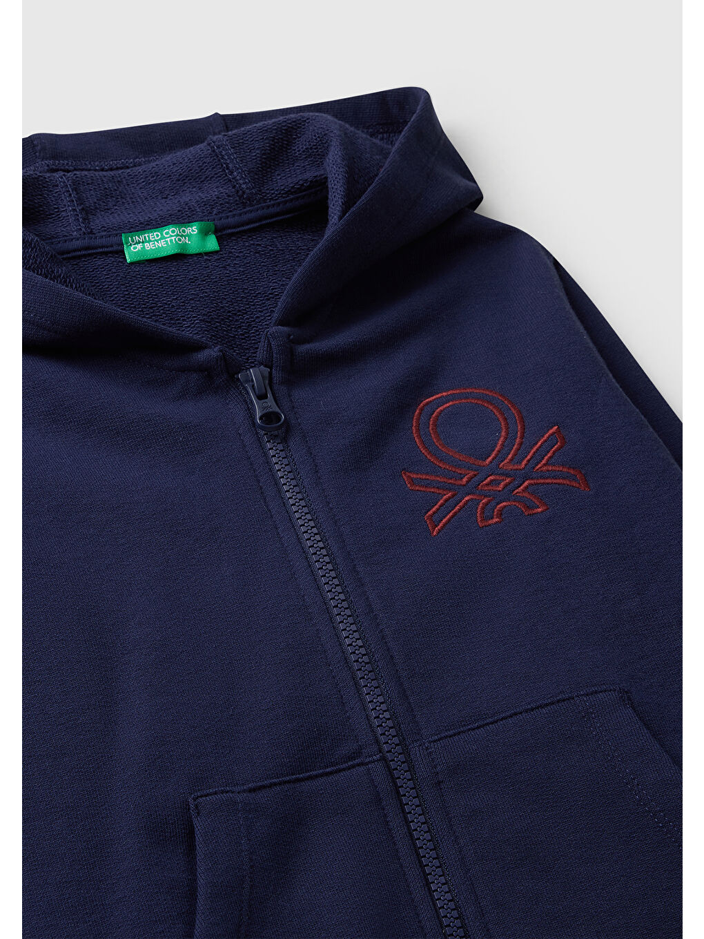 Erkek Çocuk Lacivert Önü Logo Baskılı Fermuarlı Kapüşonlu Sweatshirt-2