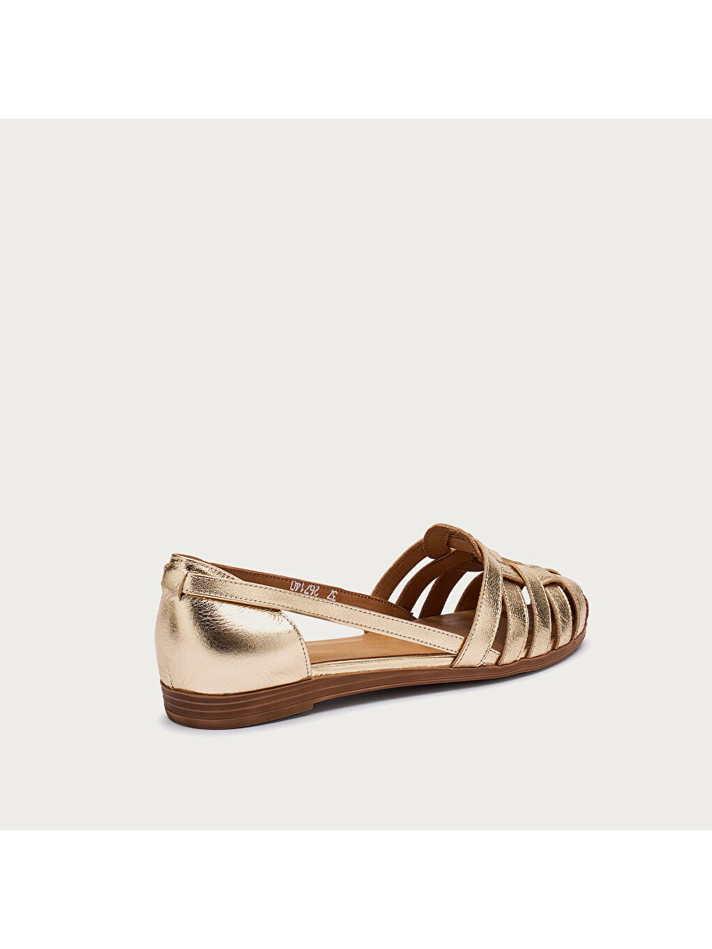 Sarı Kadın Sandalet 03V1 LAMINATED LEATHER CAGED BALLET FLATS-2