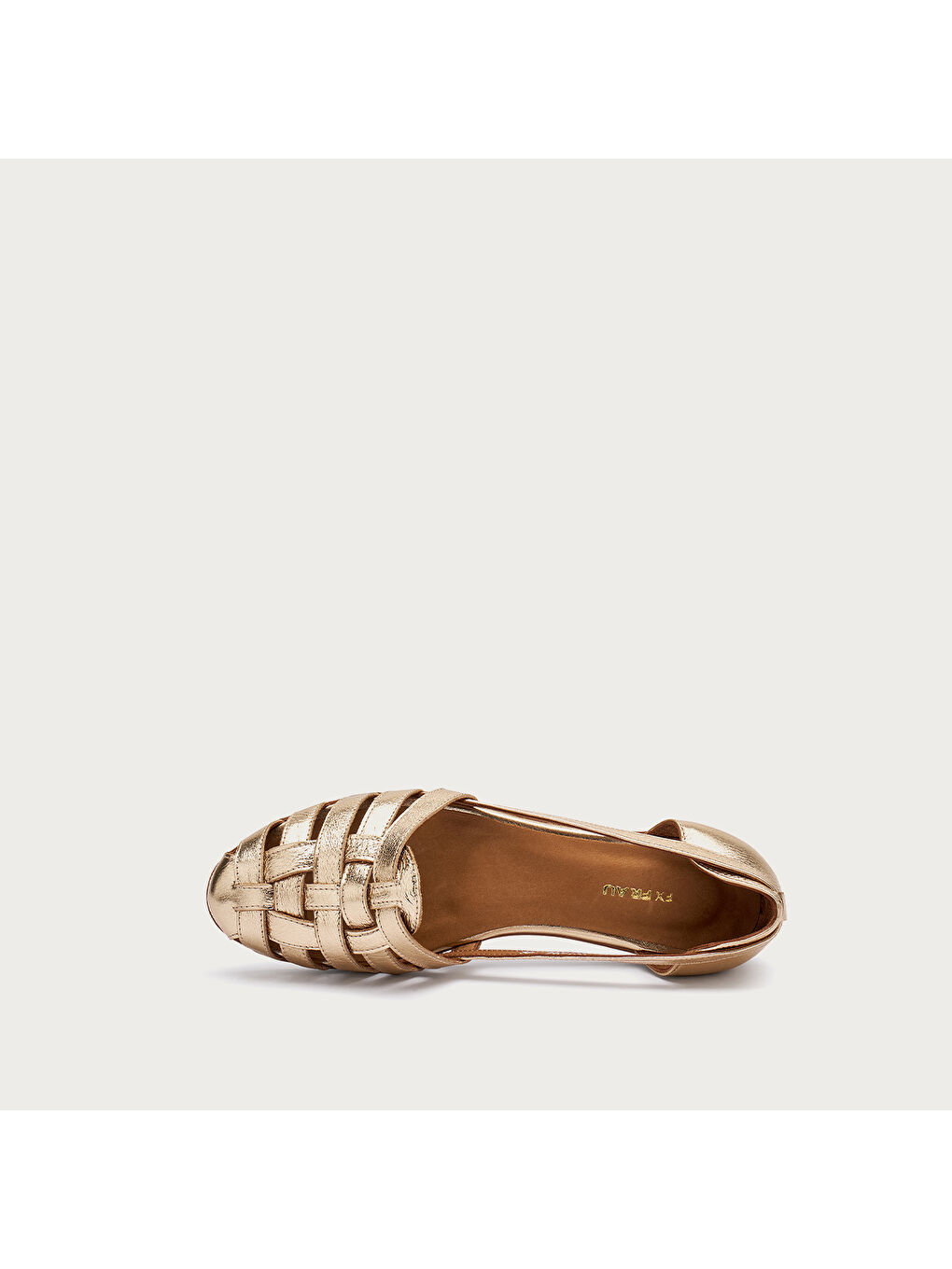 Sarı Kadın Sandalet 03V1 LAMINATED LEATHER CAGED BALLET FLATS-3