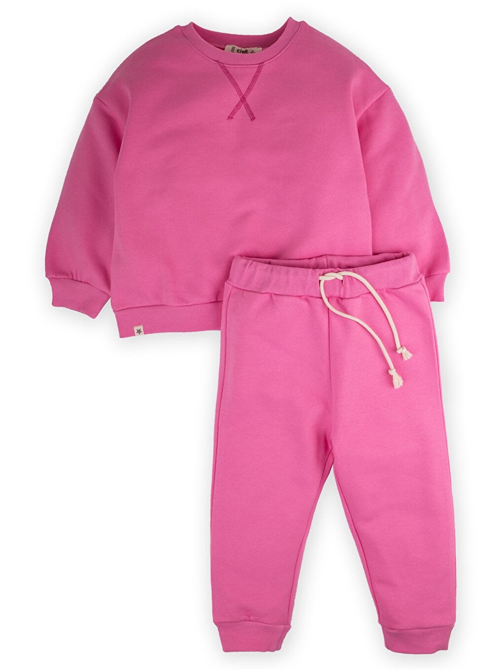Basıc Karyoka Detaylı Sweatshirt Takım 3-8 Yaş Pembe