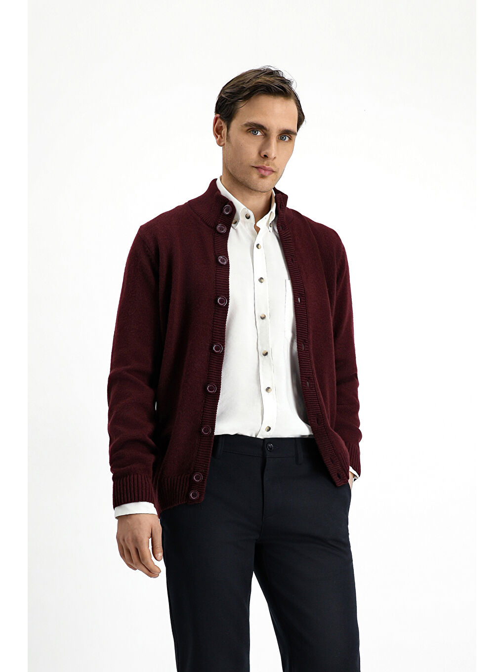 Bordo Triko Hırka-1