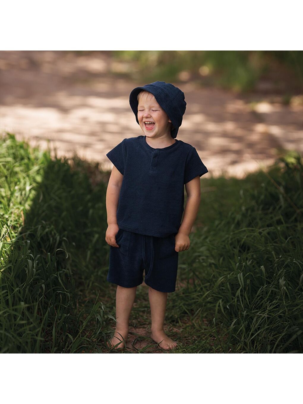 Lacivert Havlu Şortlu Set