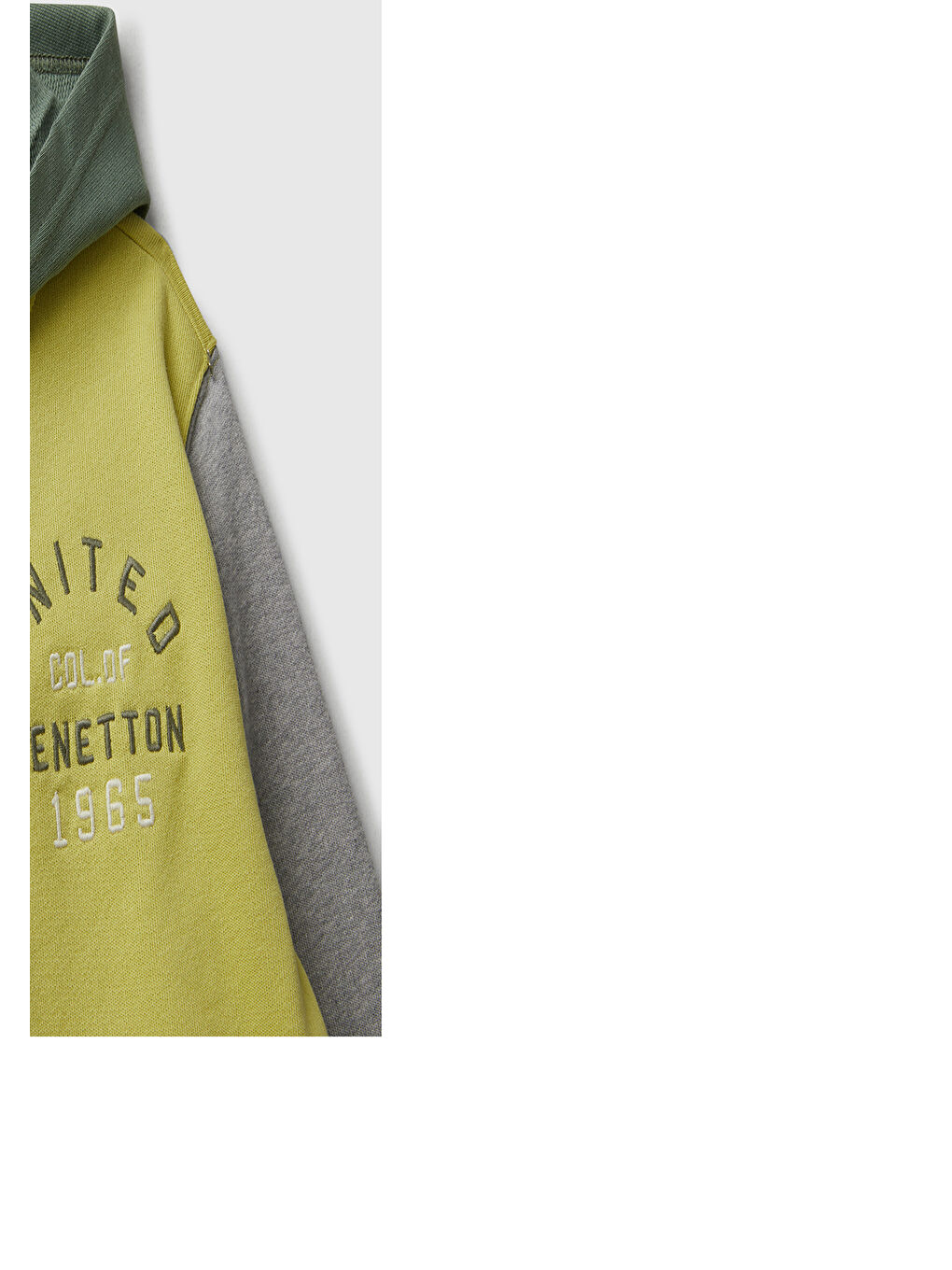 Erkek Çocuk Sarı-Gri Önü Logo Detaylı Fermuarlı Kapüşonlu Sweatshirt-2