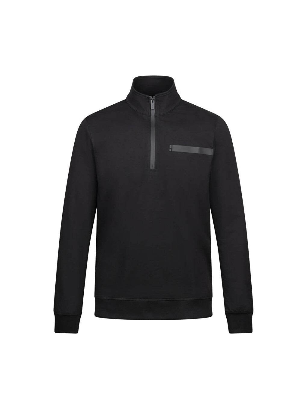 Siyah Regular Fit Fermuarlı Yarım Balıkçı Yaka Pamuklu Sweatshirt