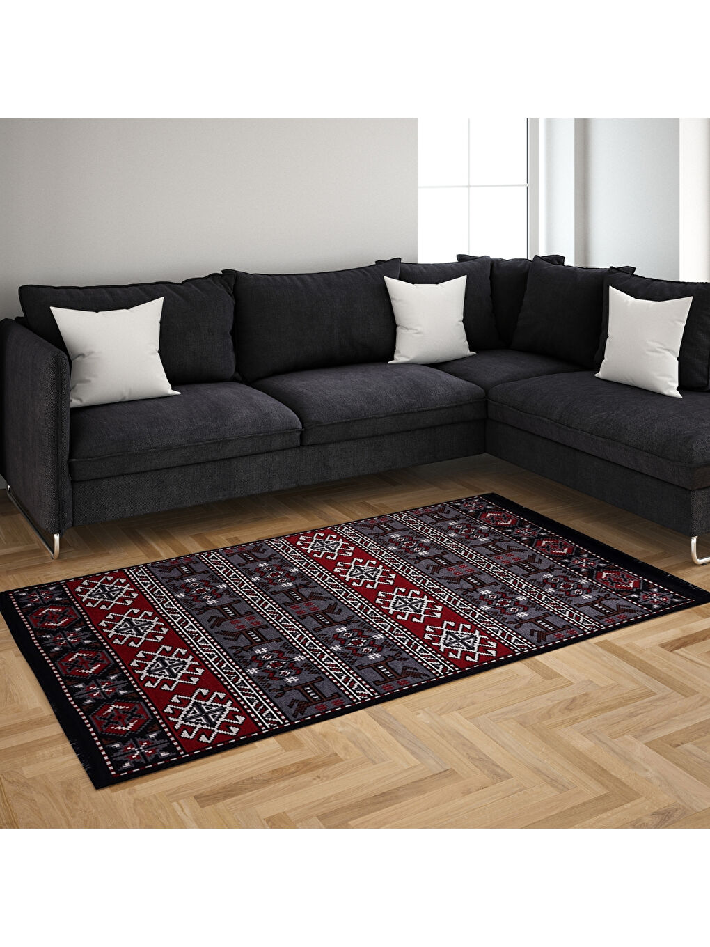 Karışık Kilim Makinede Yıkanabilir Etnik Desenli 80x150 cm-2