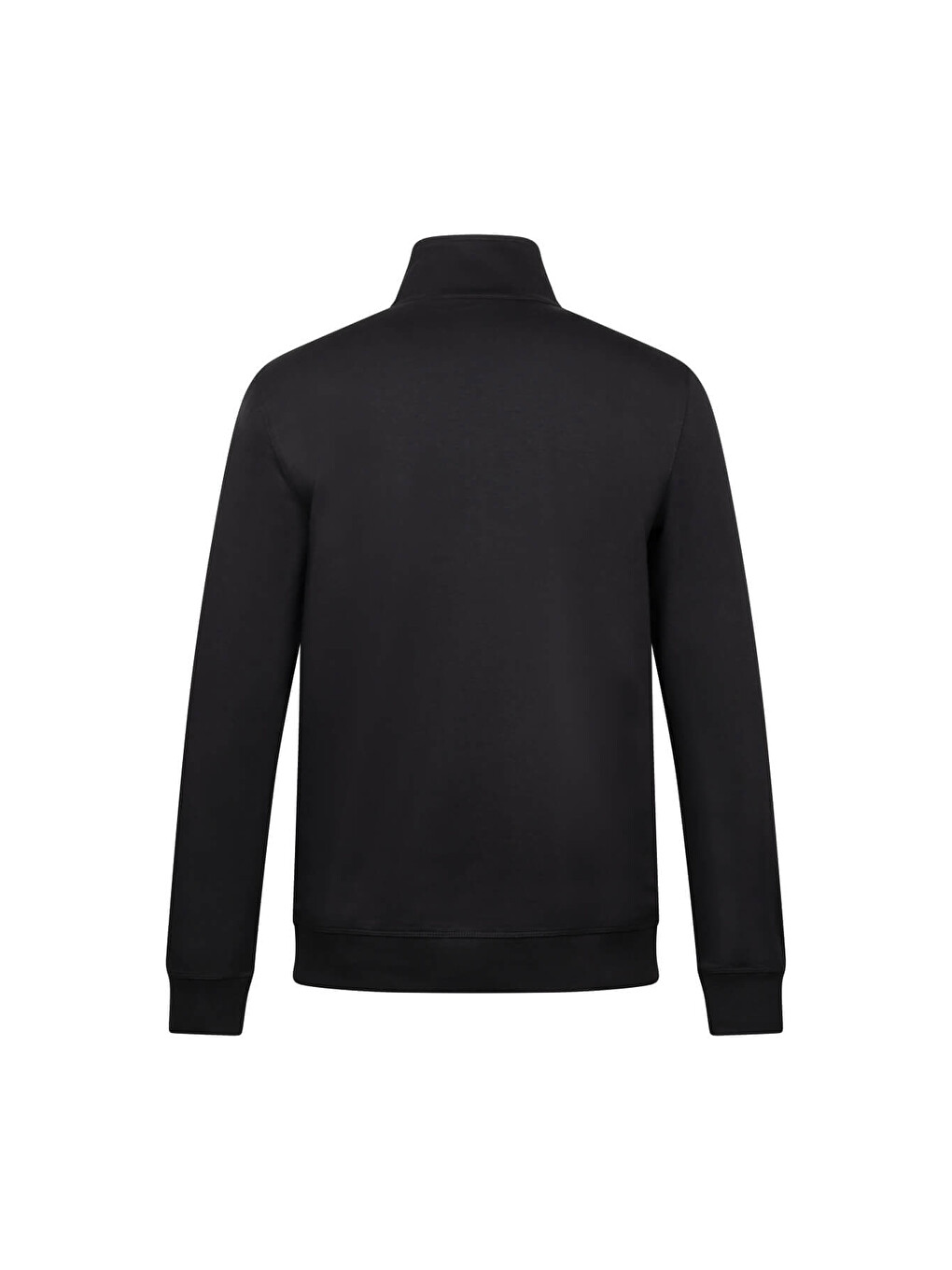 Siyah Regular Fit Fermuarlı Yarım Balıkçı Yaka Pamuklu Sweatshirt-1
