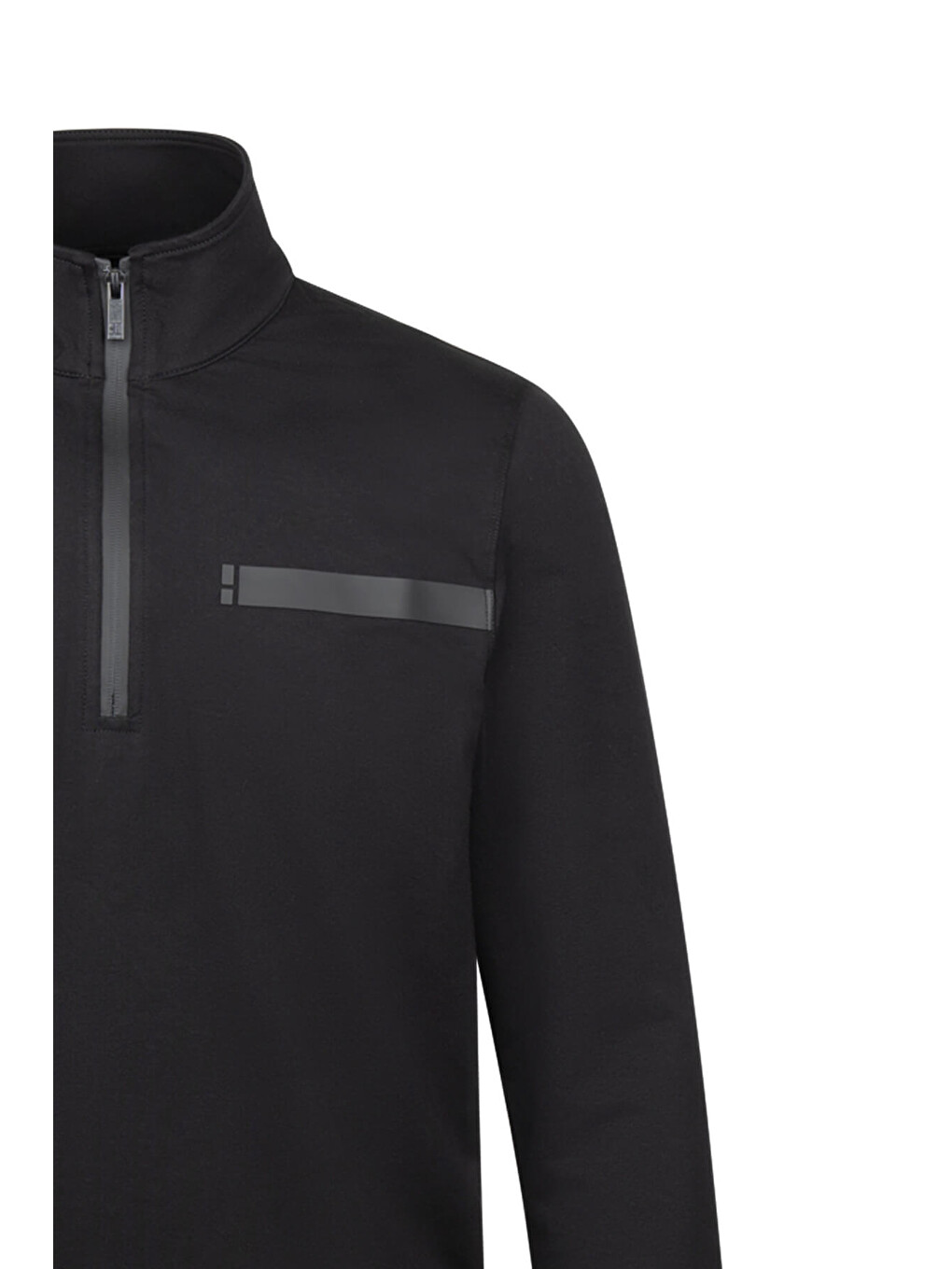 Siyah Regular Fit Fermuarlı Yarım Balıkçı Yaka Pamuklu Sweatshirt-2
