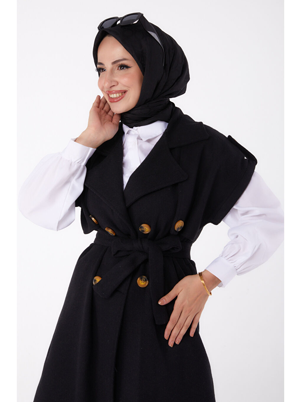 Kolsuz Kaşe Kaban Siyah - 13285-2