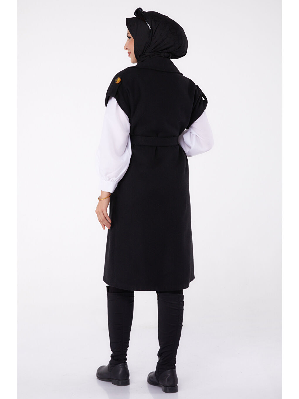 Kolsuz Kaşe Kaban Siyah - 13285-4