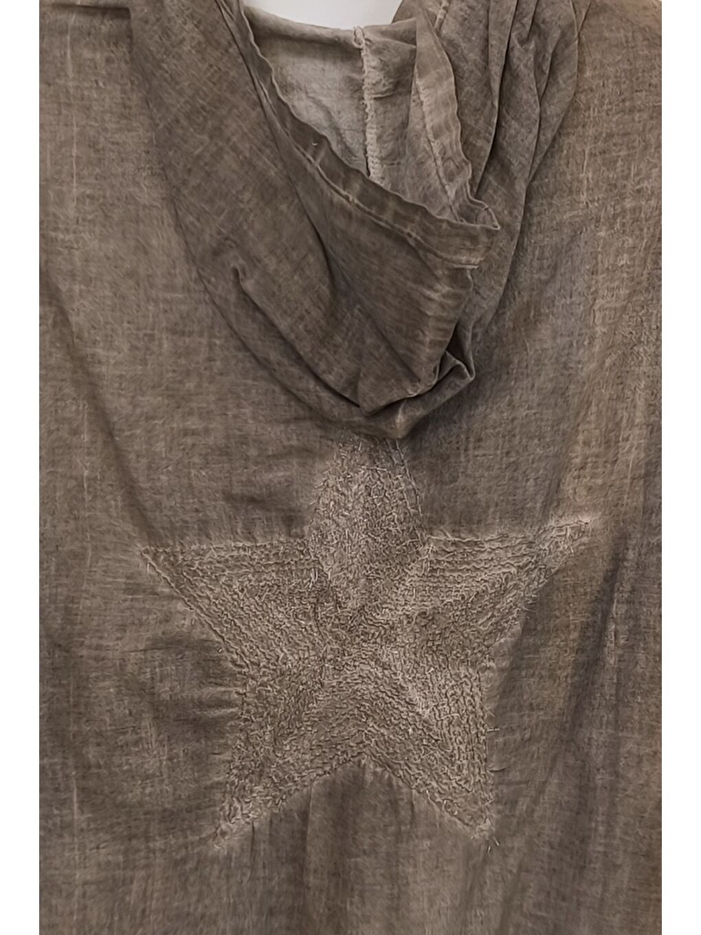 Bej Vizon Uzun Kol Arkası Yıldız Desenli Omuzları File Ve Yıldız Detaylı Casual Dokuma Ceket 70 65-7