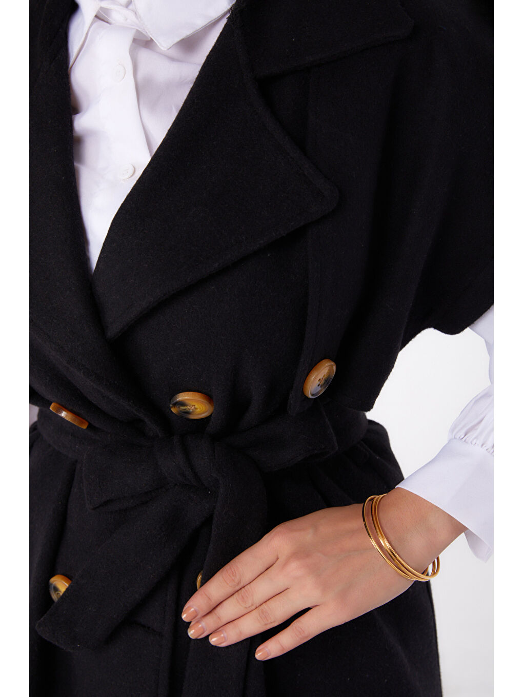 Kolsuz Kaşe Kaban Siyah - 13285-5