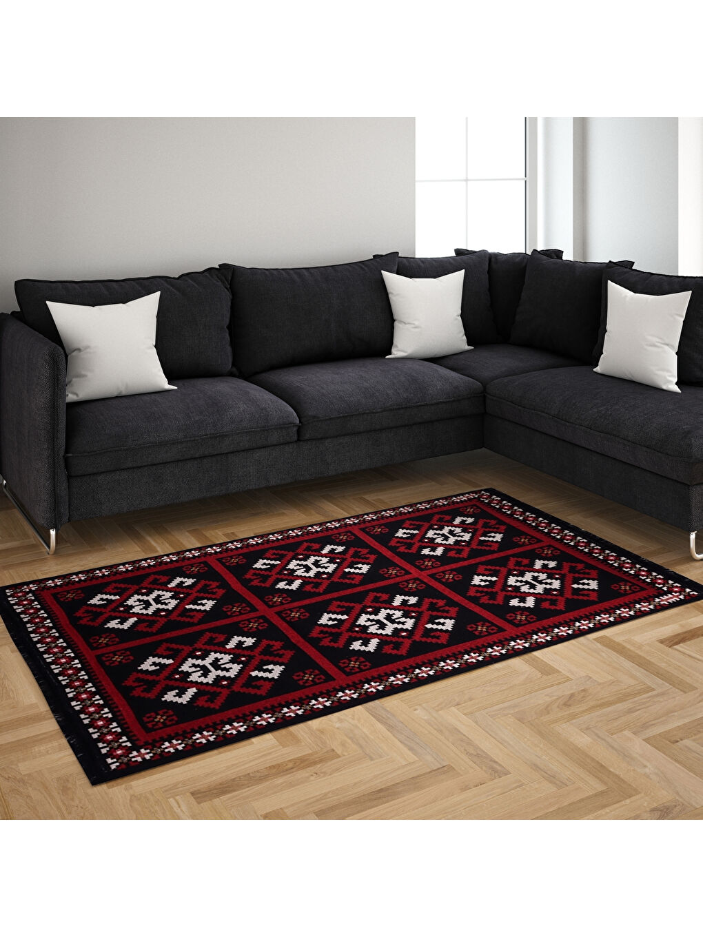Karışık Kilim Makinede Yıkanabilir Etnik Desenli 80x150 cm-1
