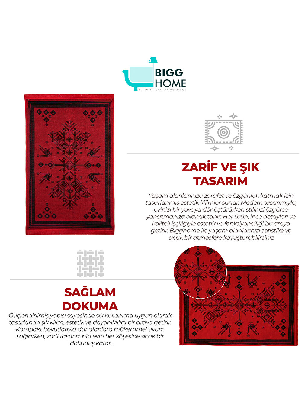 Karışık Kilim Makinede Yıkanabilir Etnik Desenli 80x150 cm-3