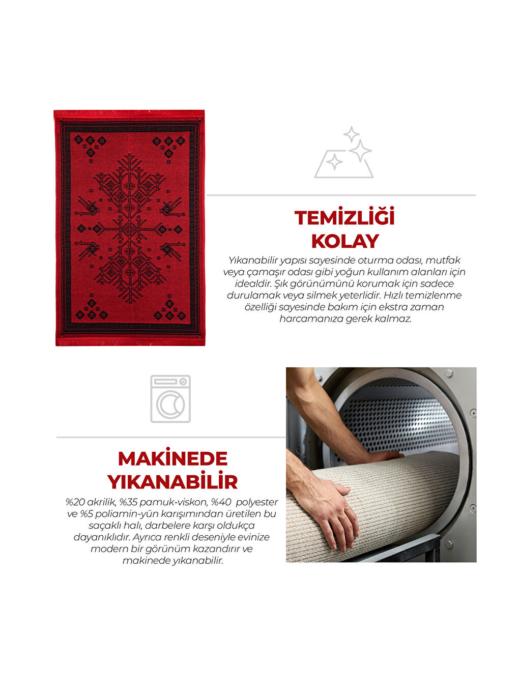 Karışık Kilim Makinede Yıkanabilir Etnik Desenli 80x150 cm-4