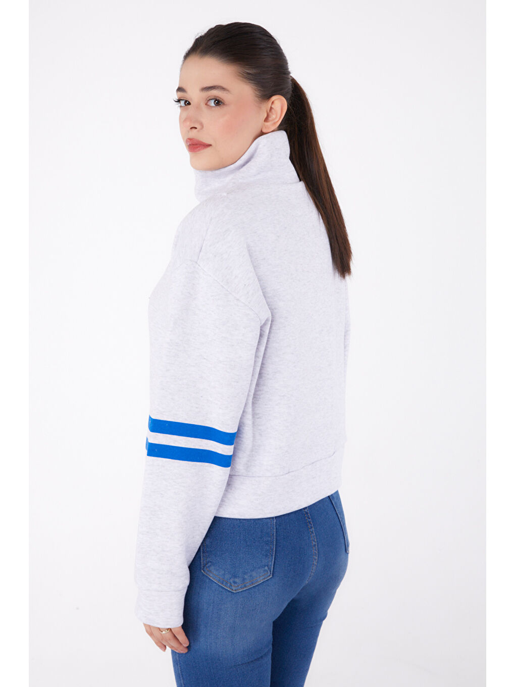 Fermuarlı sweatshirt Gri - 26381-4