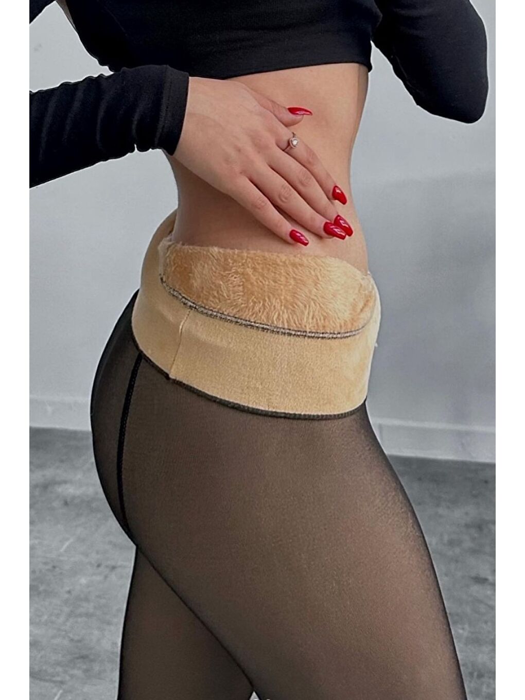 Termal İçi Pelüşlü Külotlu Çorap Tayt Siyah   26566-2