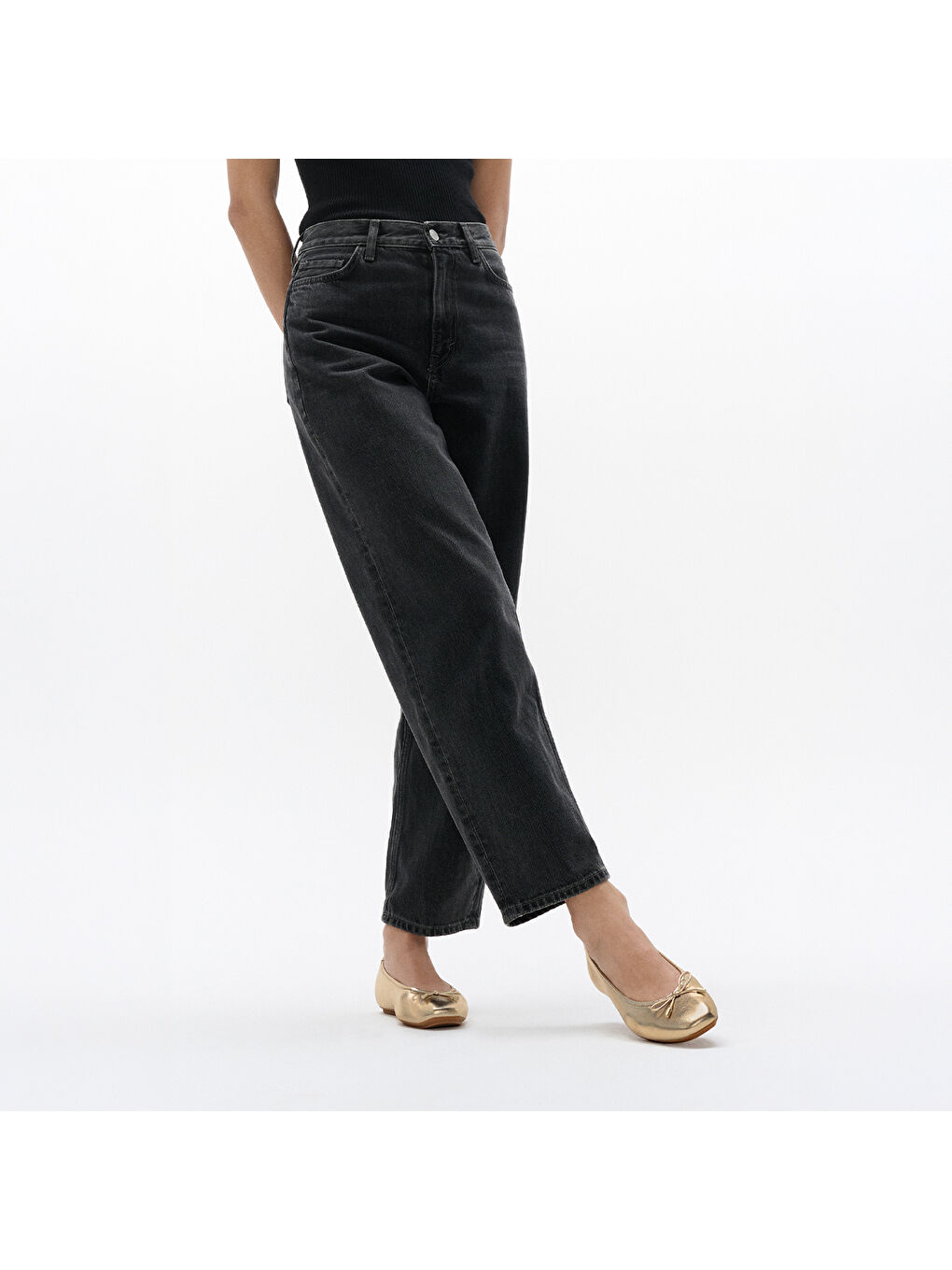 Sarı Kadın Babet IH2-C89/675 DELICATO Bow Soft Metallic-Leather Ballerinas-2