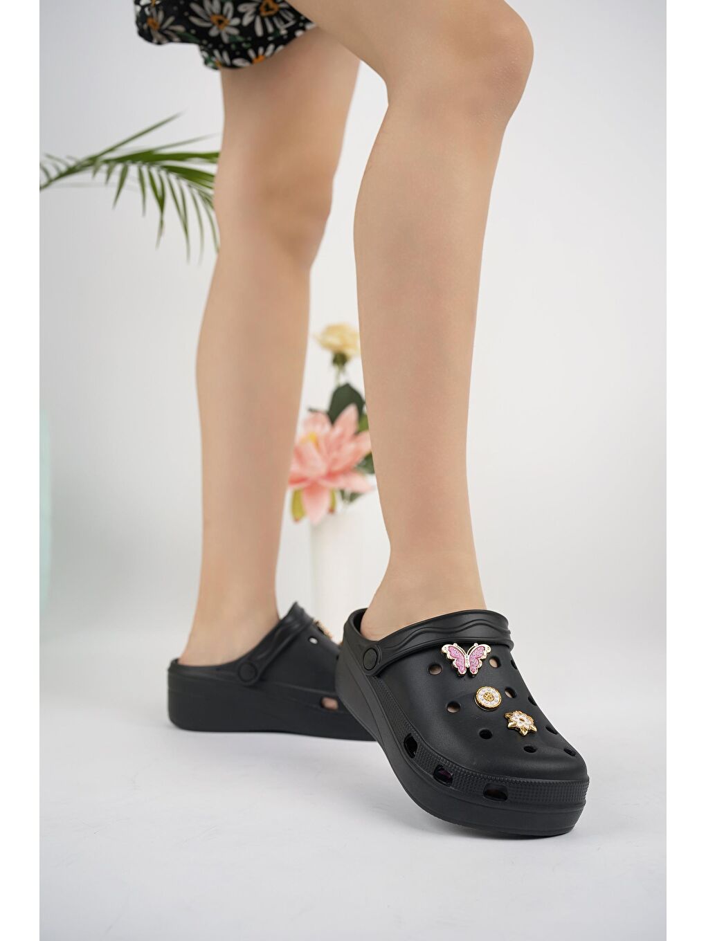 Siyah CRX-TAŞLI Kadın Terlik Plaj Deniz Havuz Terliği