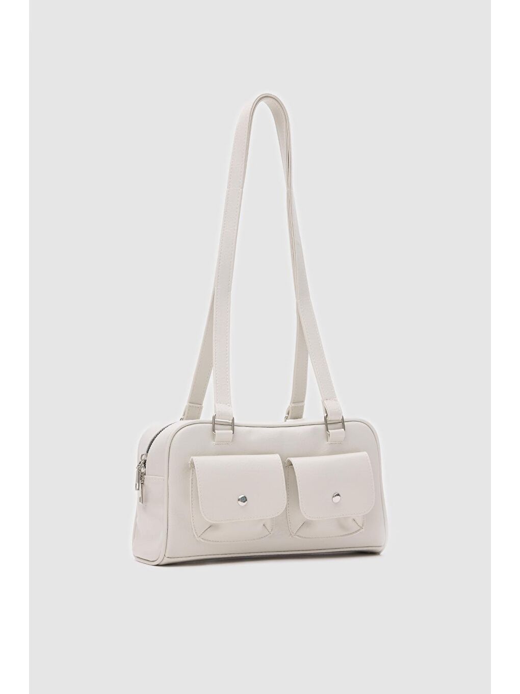 Ekru Maschine Baget Çanta Krem-1