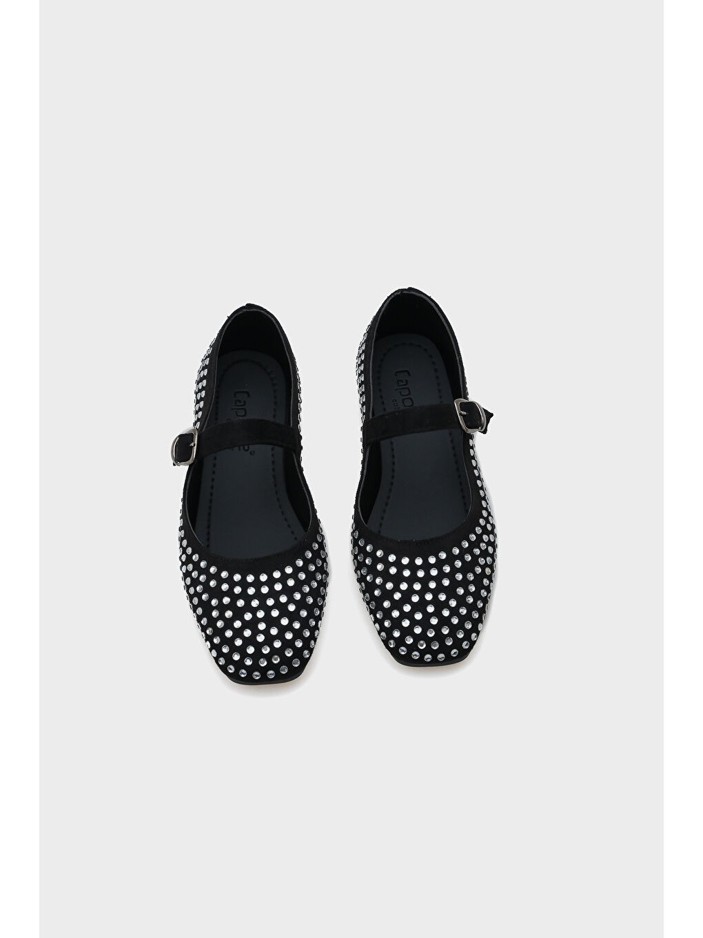 Siyah Brandi Kadın Tokalı Taşlı Babet-4