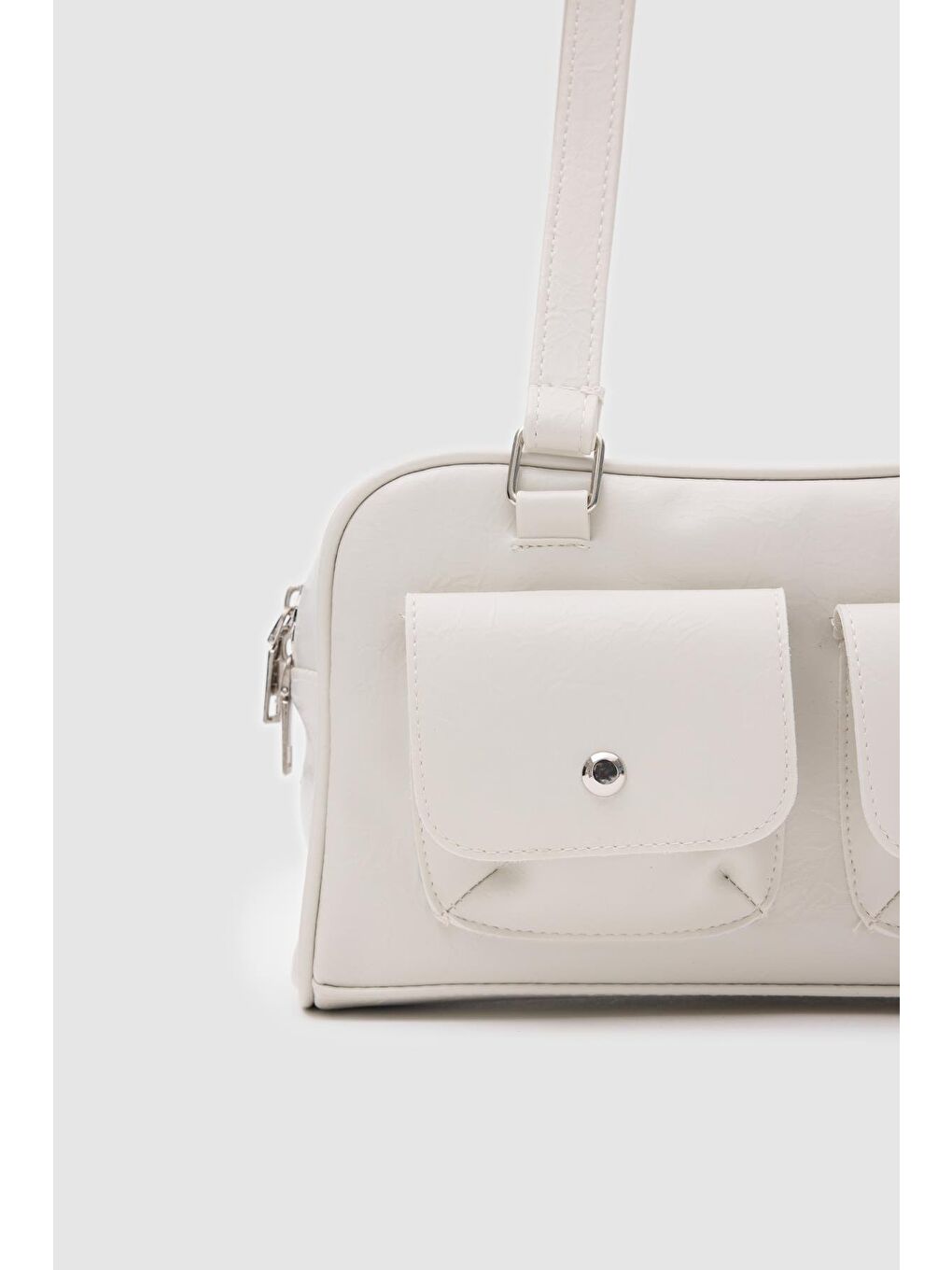Ekru Maschine Baget Çanta Krem-2
