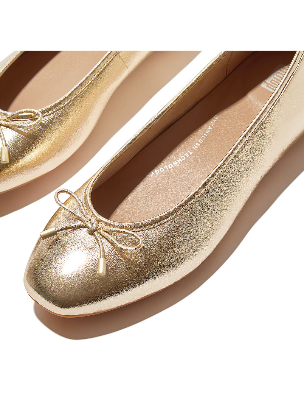 Sarı Kadın Babet IH2-C89/675 DELICATO Bow Soft Metallic-Leather Ballerinas-4