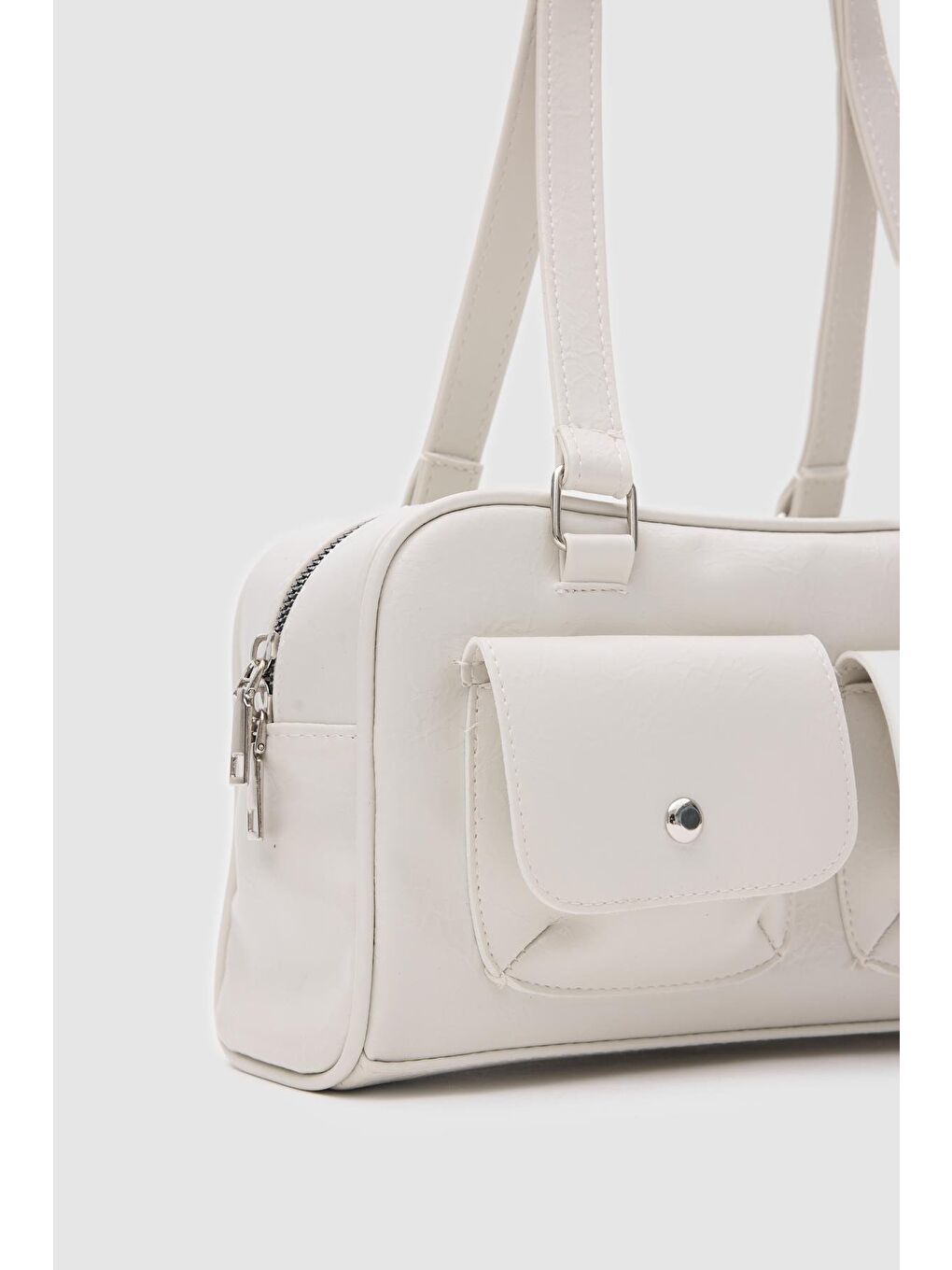 Ekru Maschine Baget Çanta Krem-3