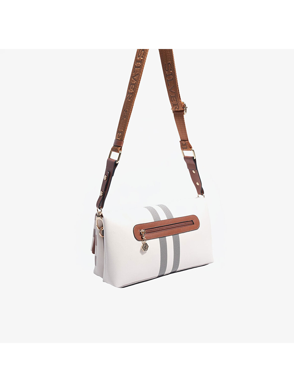 Ekru Kadın SP1278-MK48 SILVER POLO Çapraz Çanta Krem-Taba-4
