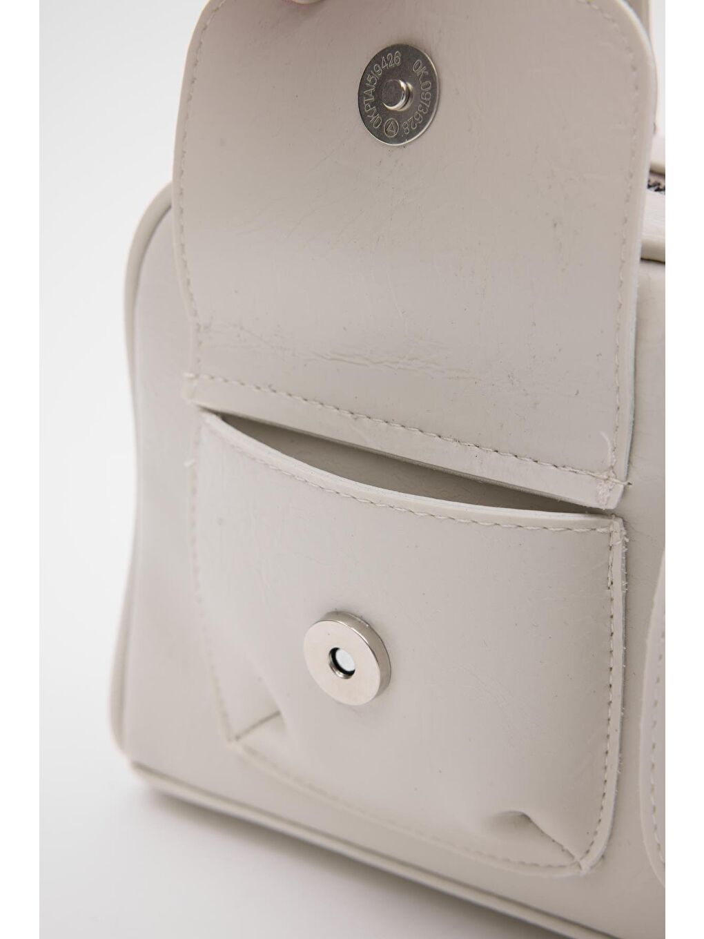 Ekru Maschine Baget Çanta Krem-4