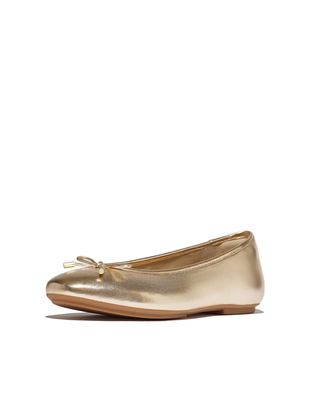 Sarı Kadın Babet IH2-C89/675 DELICATO Bow Soft Metallic-Leather Ballerinas-5