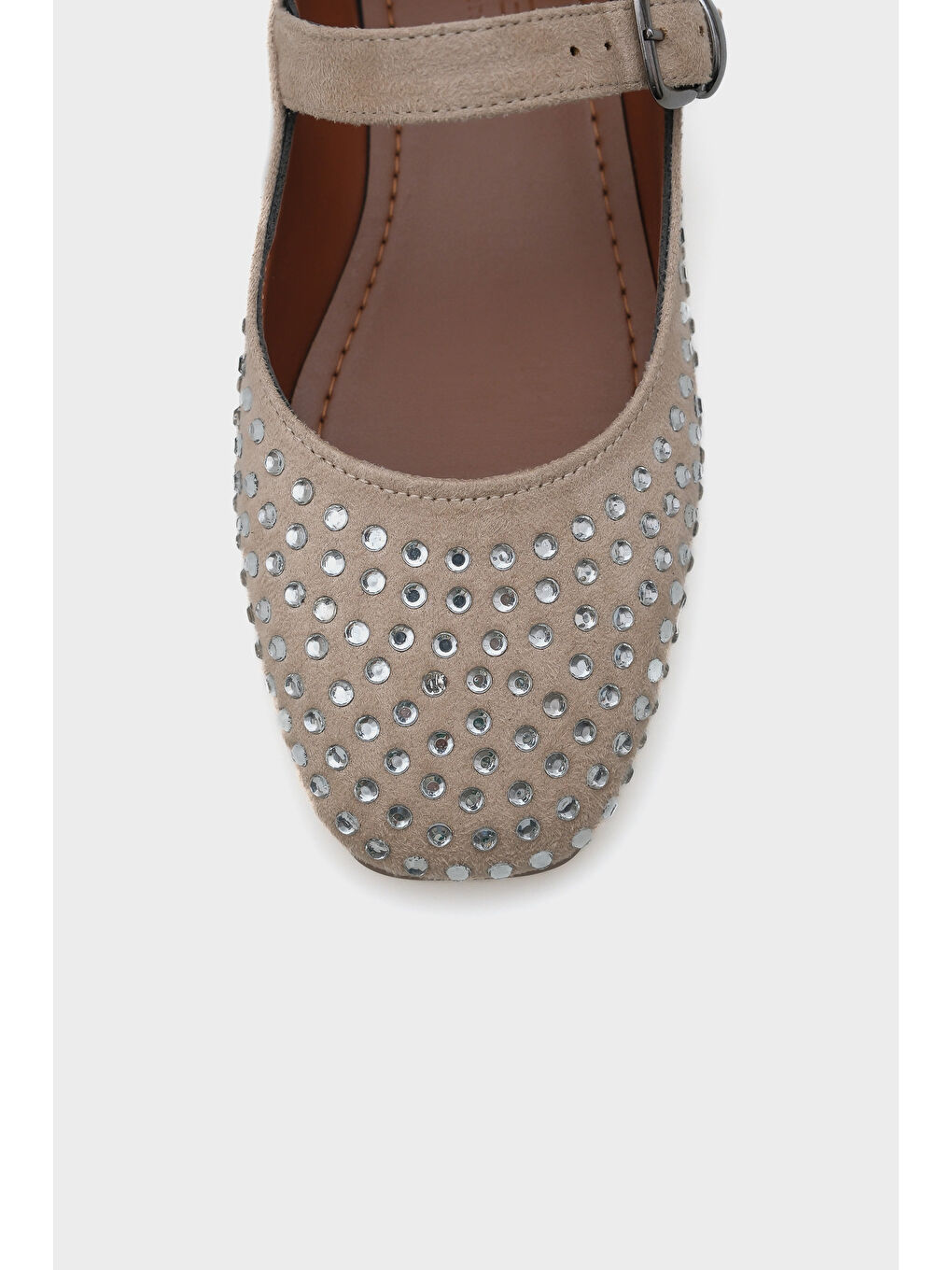 Bej Brandi Kadın Tokalı Taşlı Babet-2