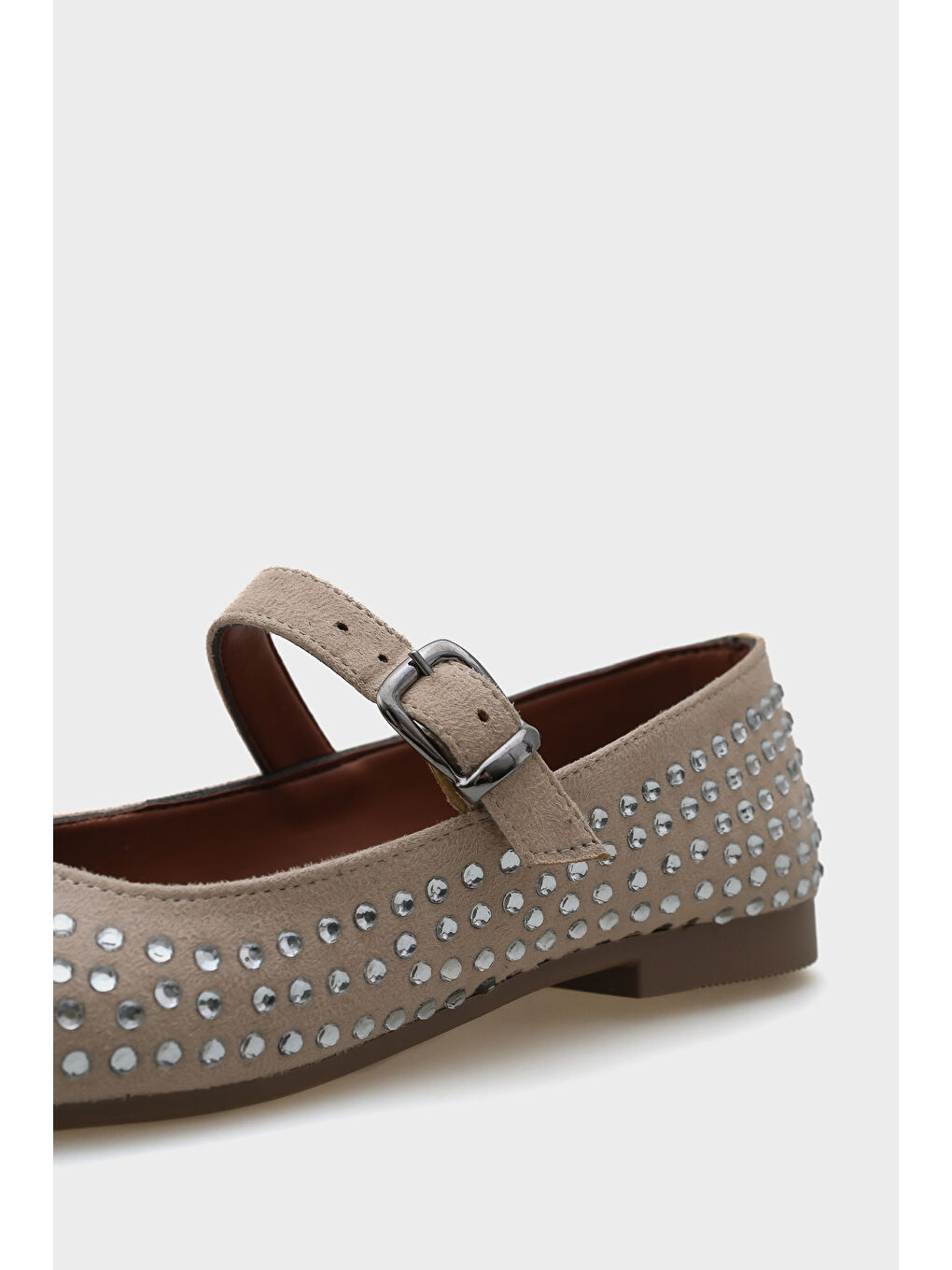 Bej Brandi Kadın Tokalı Taşlı Babet-3