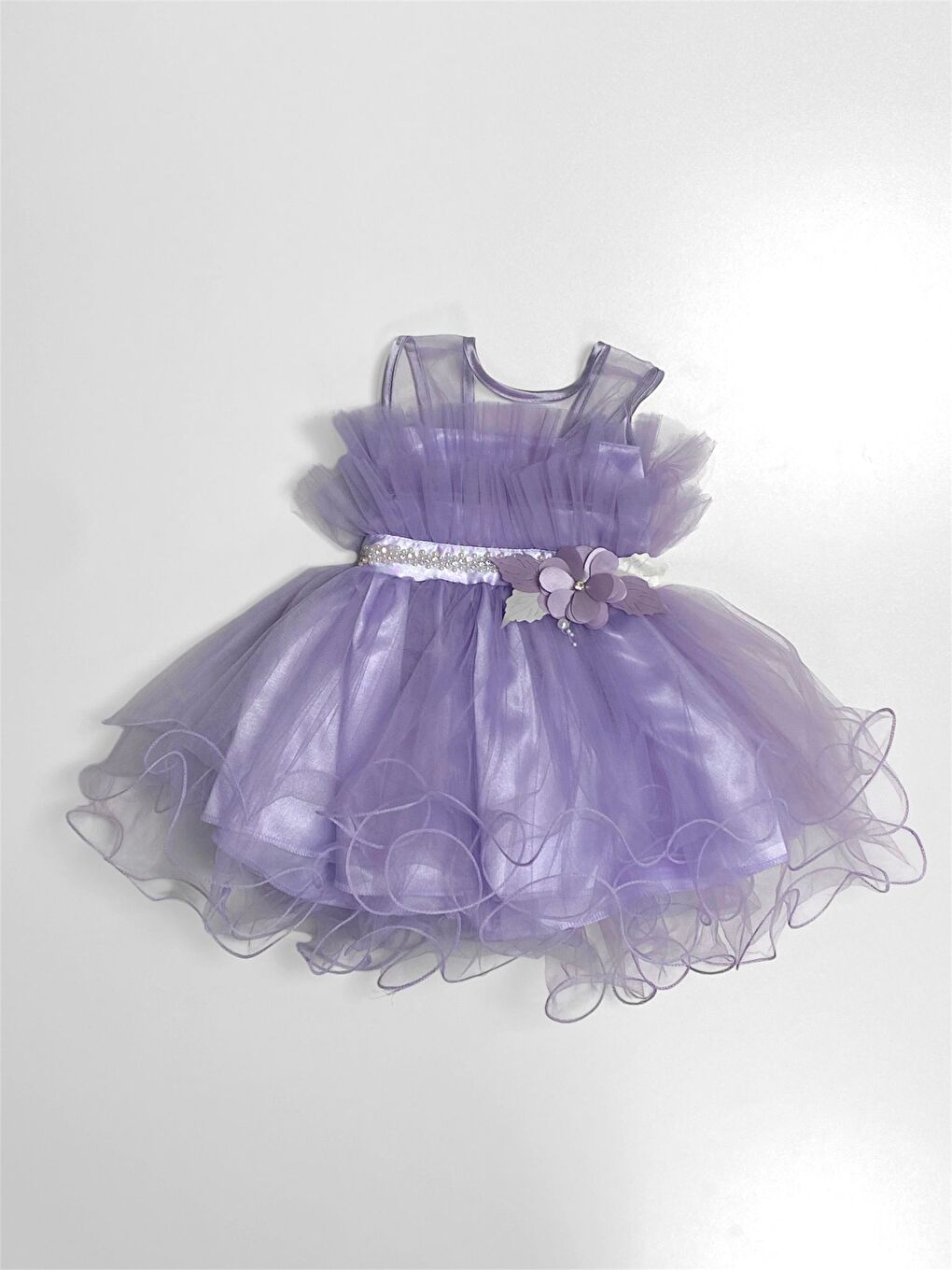 Lila Kız Çocuk Tütülü Vena Elbise MNK285-3