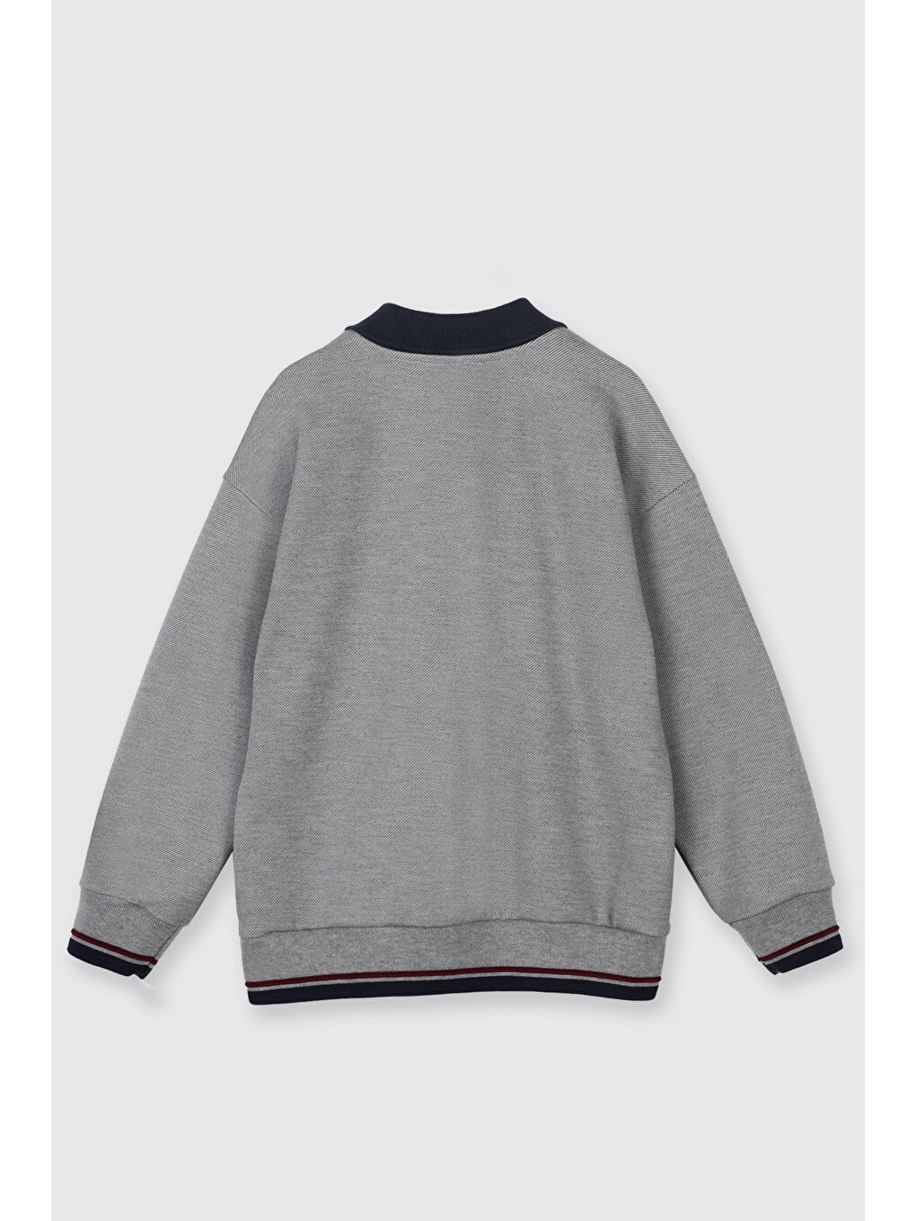 Erkek Çocuk Yaka Detaylı Gri-Melanj Sweatshirt-5