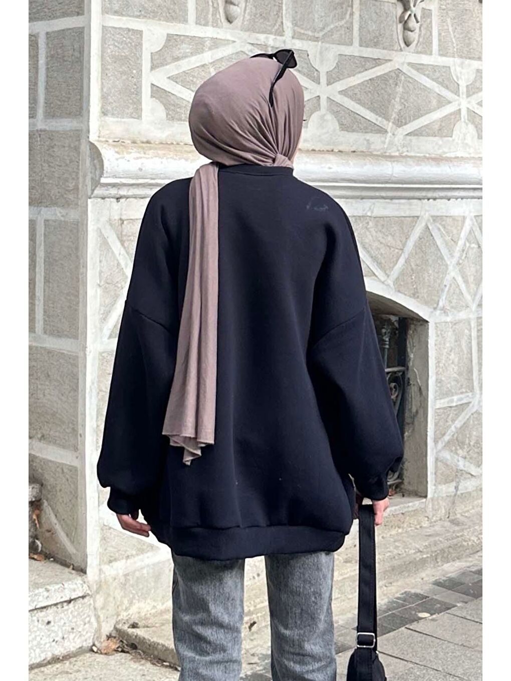 Jasmin Bisiklet Yaka Oversize Sweat Koyu Lacivert-3