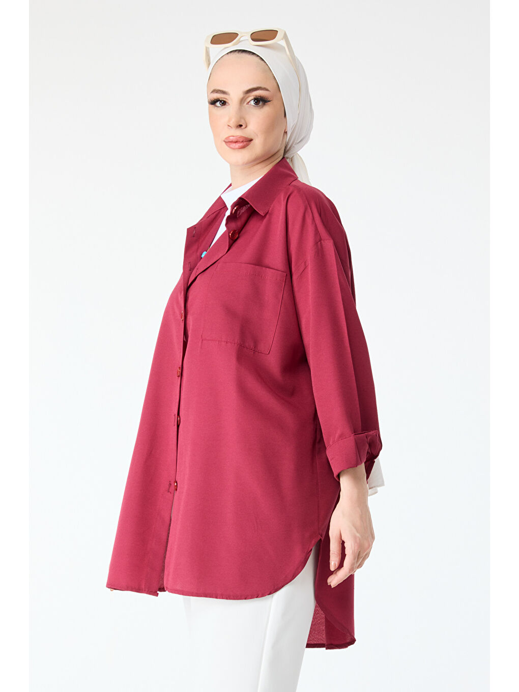 Tek Cepli Gömlek Bordo - 27087-2