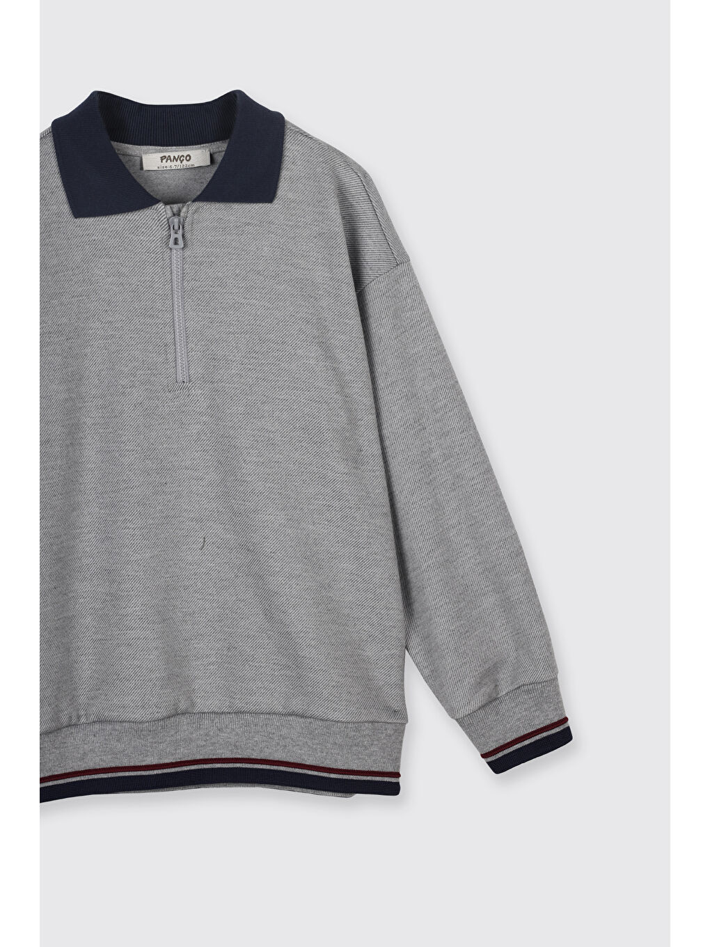 Erkek Çocuk Yaka Detaylı Gri-Melanj Sweatshirt-6