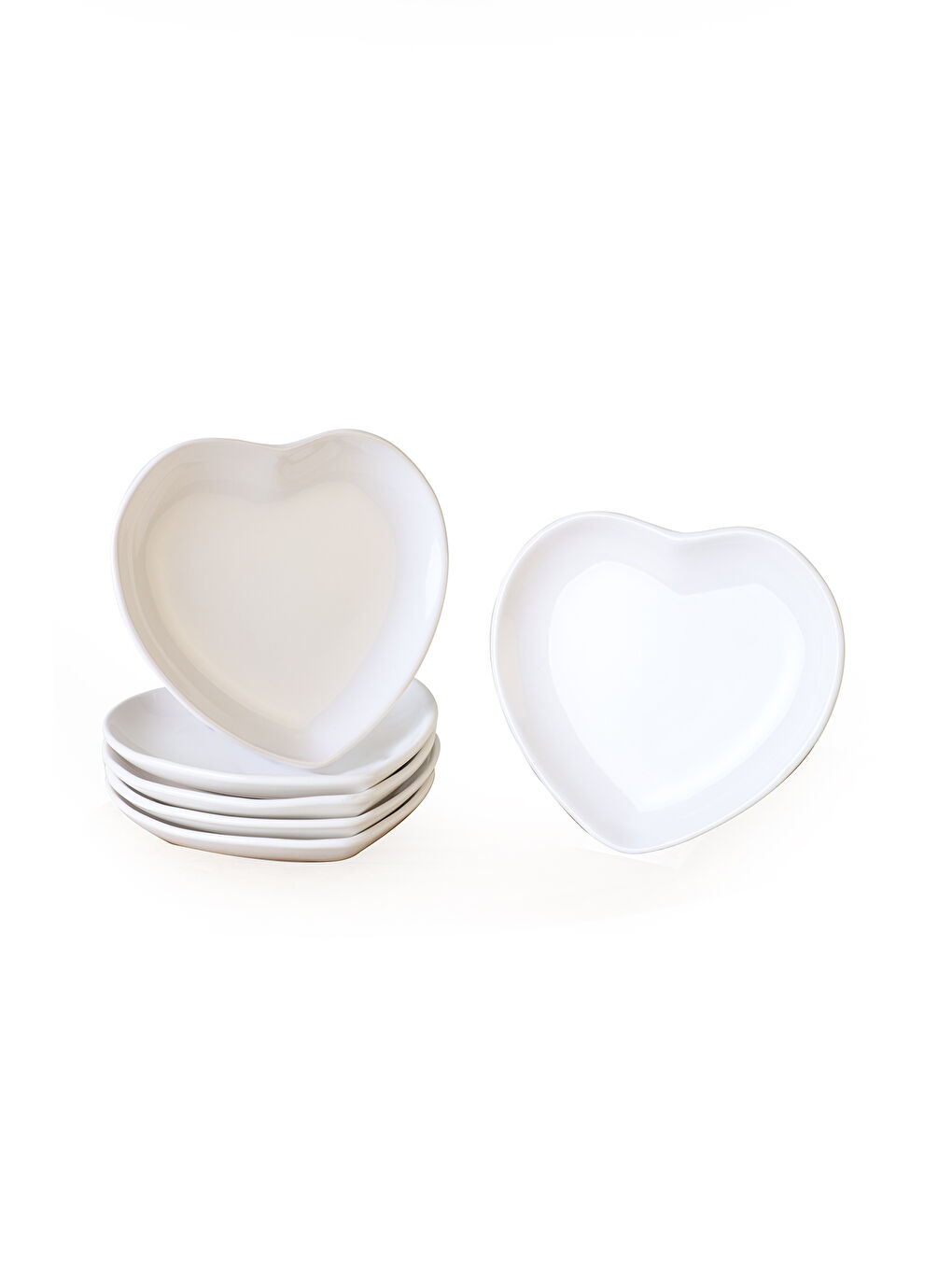 Beyaz Kalp Pasta Tabağı 20 Cm 6 Adet-2