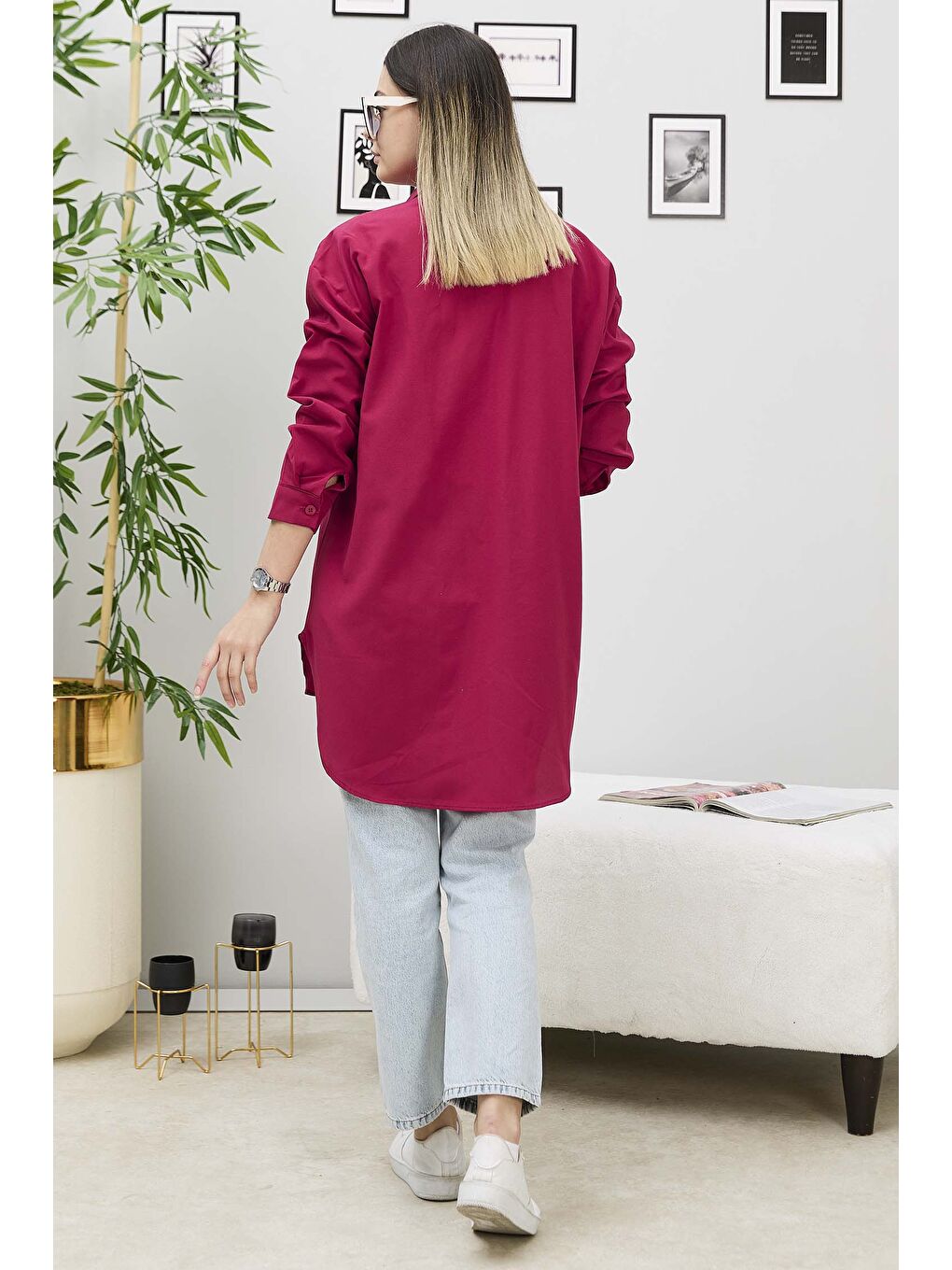 Tek Cepli Gömlek Bordo - 27087-6